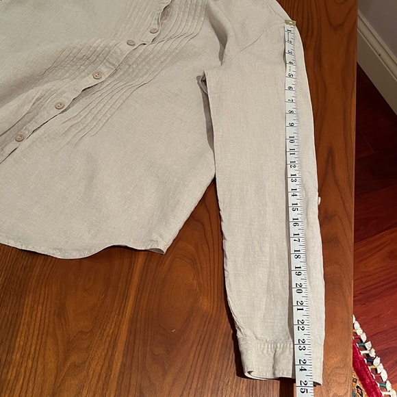 Jones New York 100% Linen Button Down Oatmeal Size M - Picture 10 of 14